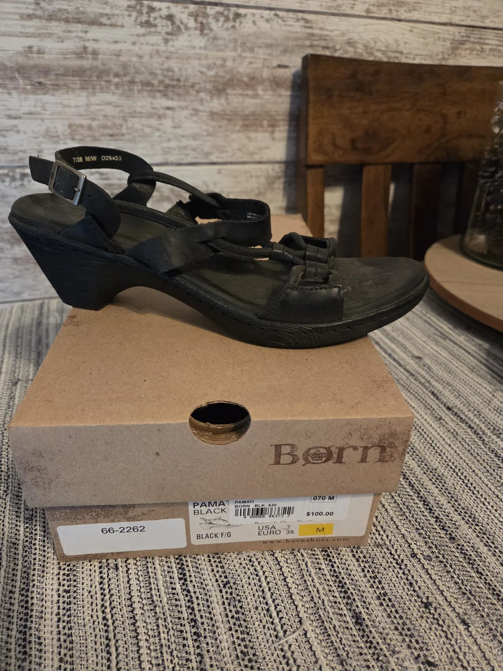 Born Black Strappy Wedge Sandals